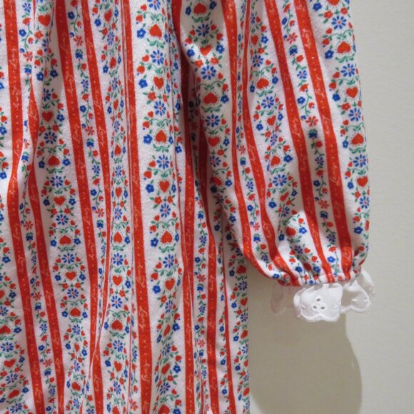 LANZ OF SALZBURG Tyrolean Cotton Flannel Floral Heart Nightgown Dress Prairie - Picture 9 of 14